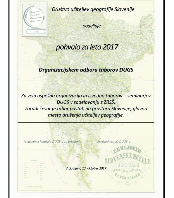 8. razpis za priznanja DUGS